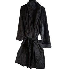DANIEL BUCHLER Mens Grey Herringbone Long Plush Robe M/L SUPER SOFT