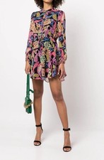 NWT Milly Natasha Dress Paisley Button Down Chiffon Sz4 Lined MSRP 450