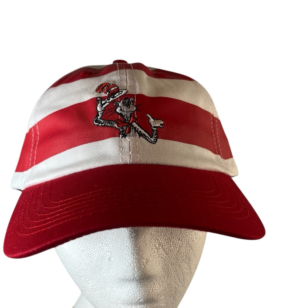 X Dr Seuss Cat In The Hat Red/white Stripe Strapback Cap New