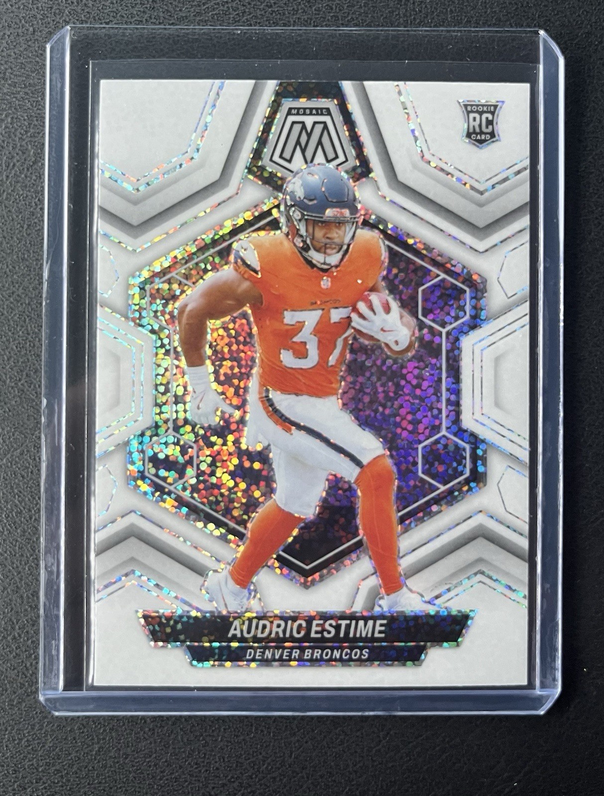2024 Panini Mosaic Audric Estime White Sparkle Rookie #392 SP Broncos