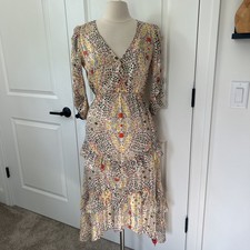 NWT $420 BA&SH size XS Happy Dress Tiered Floral High Low Midi