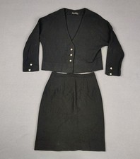 Vintage 50s Wool Knit Blazer Skirt Set Size 2 Career Dark Romantic Made In Italy