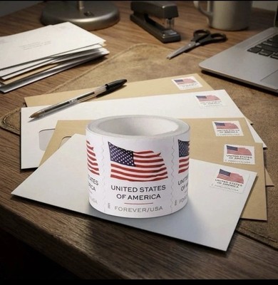 100 Count Roll of 2023 USPS For-ever Flag Stamps (Mint, Never Hinged)