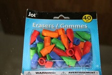 40 Colorful Pencil Eraser Tops School Supplies Assorted Colors NEW IN PACKAGE