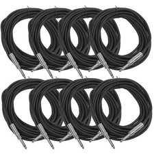 SEISMIC AUDIO New 8 PACK Black 1/4" TS 25' Patch Cables - Guitar - Instrument