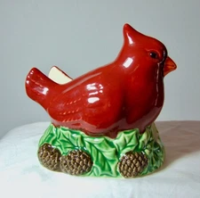 St. Nicholas Square Christmas/Winter Red Cardinal Ceramic 5" Napkin Holder