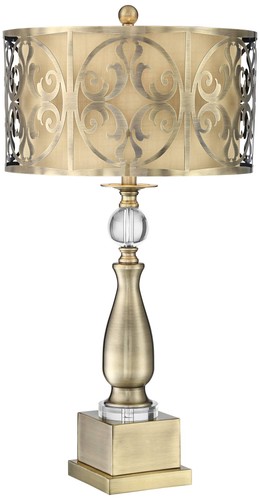 Modern Table Lamp with USB Port Brass Metal Double Drum Shade for Living Room - Bild 2 von 10