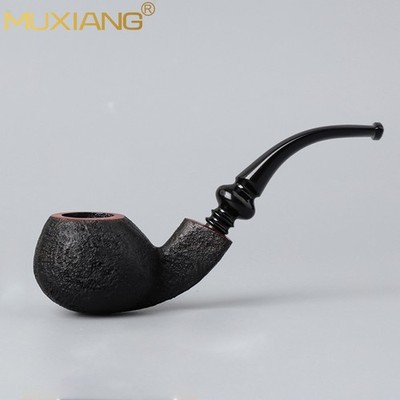 MUXIANG Briar Diplomat Tobacco Pipe Sandblasted Freehand Pipe 3mm Wooden Pipe