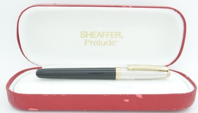 Sheaffer Prelude Black w/Palladium Cap & Gold Trim Fountain Pen -USA -New in Box