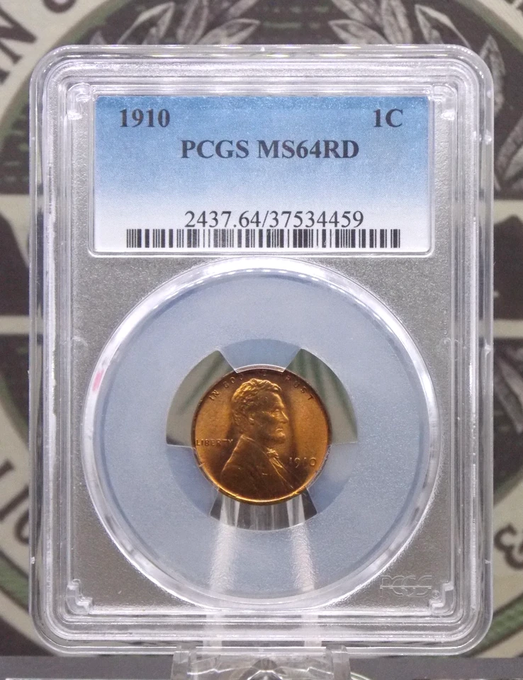 Centavo de trigo Lincoln 1910 "P" 1 c graduación profesional MS64 RD #459 **ROJO** sin circular BU ECC&C, Inc Foto 3 de 4