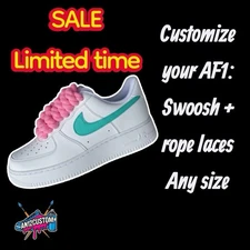 🚨Customize your Air Force 1 : Swoosh + rope laces AF1 Men Women kids Girls Boys