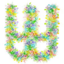 33Ft Easter Tinsel Garland with Confetti Colorful Easter, Multi Color
