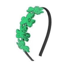 St Patrick's Day Headband Green Shamrock Headbands Glitter Sequin Clover