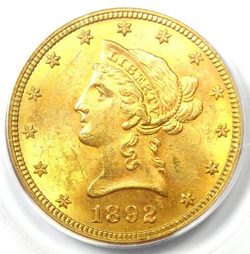 1892-S Liberty Gold Eagle $10 Coin - Certified PCGS MS63 (BU UNC) - $3,350 Value