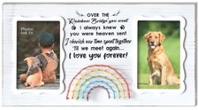 EXQUIDECA Dog Memorial Double Picture Frame 4x6 - Pet Loss Sympathy Gift