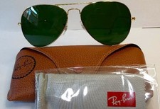 RAY-BAN RB3025 L0205 LG AVIATOR SUNGLASSES GOLD / G-15 GREEN 58/14 135 EXTRAS