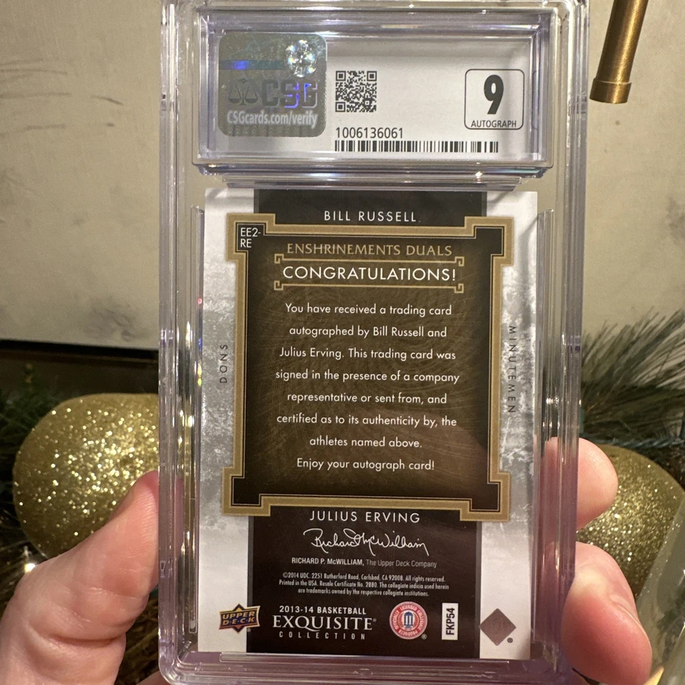 Julius Erving Билл Рассел 2013 ИЗЫСКАННАЯ коллекция дуэтов двойной AUTO /15 CSG 9 - Изображение 2 из 4