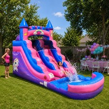 Inflatable Water Slide Commercial 12 ft Pink Unicorn Kids Splash Pool NO Blower
