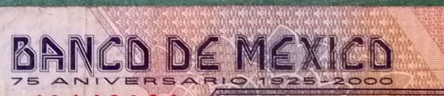 MEXICO 20 PESOS COMMEMORATIVE NOTE , P111,   issued 28.1. 2000, 75 YEARS OF BANK - Image 2 of 3