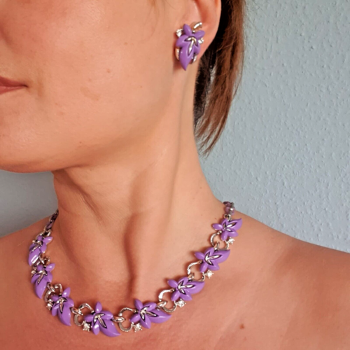 Joyería vintage mujer púrpura cadena clip para los oídos marcado "Estrella", joyas tradicionales - Imagen 1 de 8