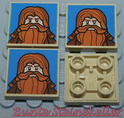 SK156) LEGO Hobbit: 4 Stück negativ Fliese 11203 / Kachel Zwerg aus 3920 & NEU !