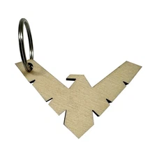 Nightwing Wooden Key Ring-Superhero-Key Chain-Car-2 3/4 x 2 Inches-1/4 Thick
