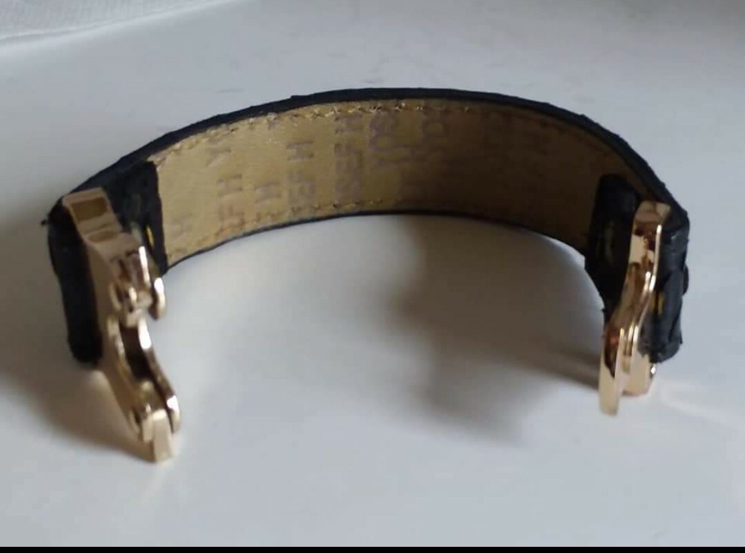 Yosef H Bracelet Black Gold Tip Python Metal Safe… - image 3
