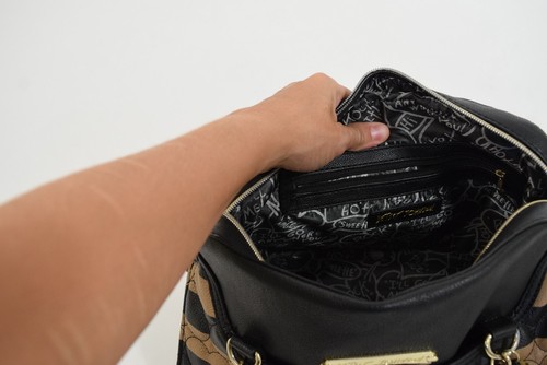 Betsey Johnson Handbag Striped Faux Leather Quilted Shoulder Bag Purse - Bild 8 von 10