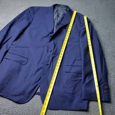 Zegna Saks Fifth Ave Blazer Mens 46L Ermenegildo Wool Blue Polyester Long Suit