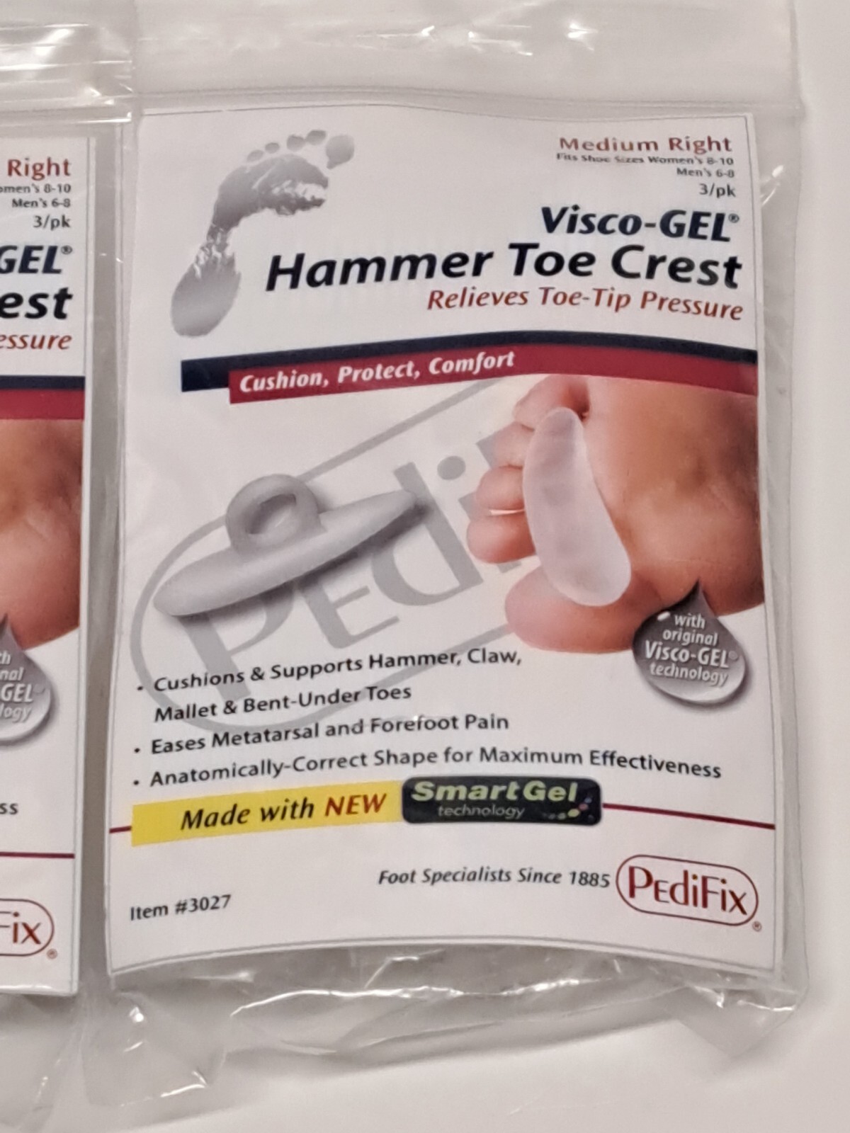 PEDIFIX ViscoGEL Hammer Toe Cushion Crest Support Toe Pain MEDIUM