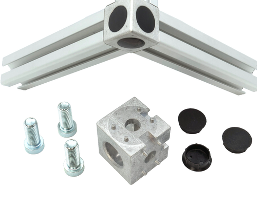 Würfelverbinder 45 - 3D inkl. Verschraubung für 45er Aluprofile Nut 10 - Bild 2 von 3