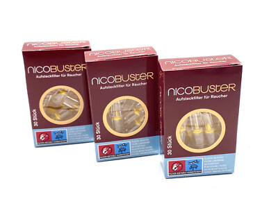 90 Stück (3x30) Nicobuster Zigarettenfilter Aufsteckfilter + Zündhölzer gratis