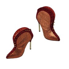 Wild Rose Alegro1 Vegan Whimsical Cosplay Red Metallic Gold Spiked Stiletto Boot
