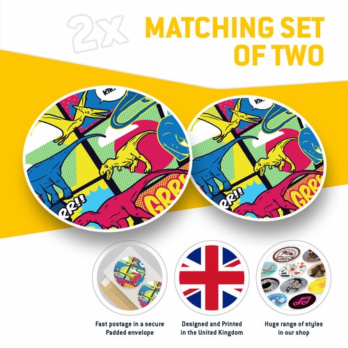 2 x Vinyl Stickers 20cm - Dinosaur Comic Book Dino T-Rex Cool Gift #14679 - Afbeelding 2 van 9