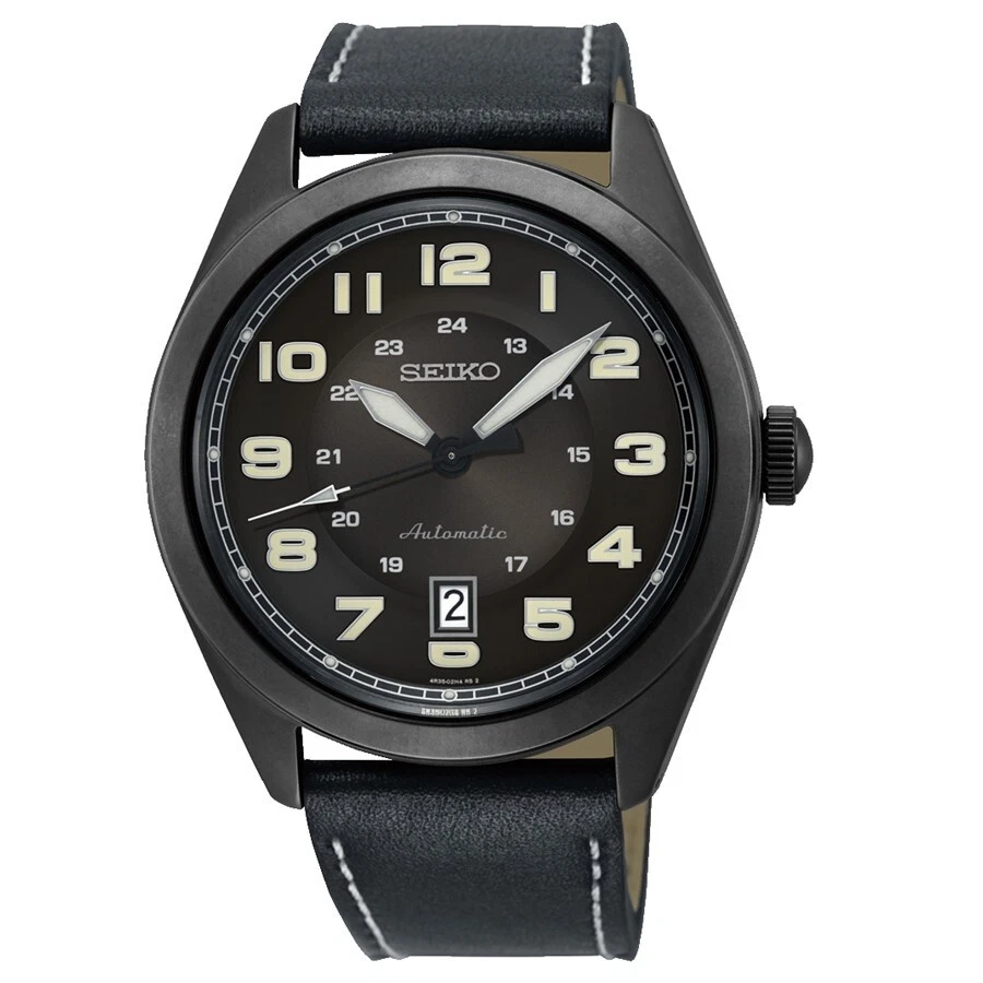 SEIKO NEO Sports SRPC89 Herren Armbanduhr Automatik Echtlederband Schwarz