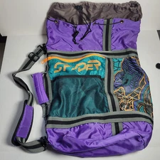 Vintage Spyder Purple Teal Orange Duffel Large Bag Duffle Drawstring Side Handle
