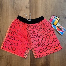 Vintage Hobie Shorts Swim Trunks Surf Board Neon USA 1980s NOS Mens Medium