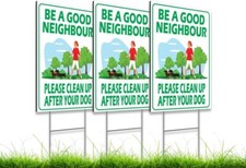 3 Pack 12 8 inch Sign Clean Up After Your Dog with Metal Wire colorfull