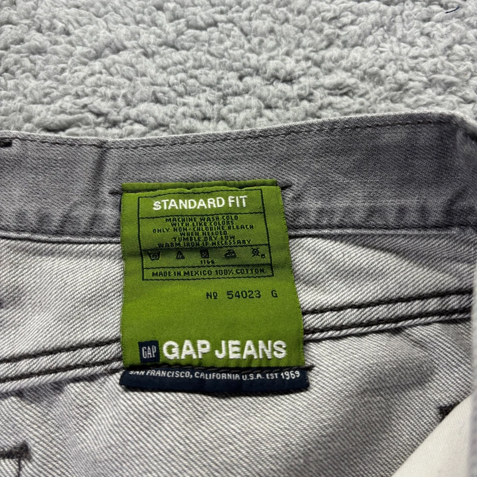 Vintage Gap 1969 Jeans Mens 36x32 Gray Light Wash Cotton Standard Baggy Denim - Image 3 of 4