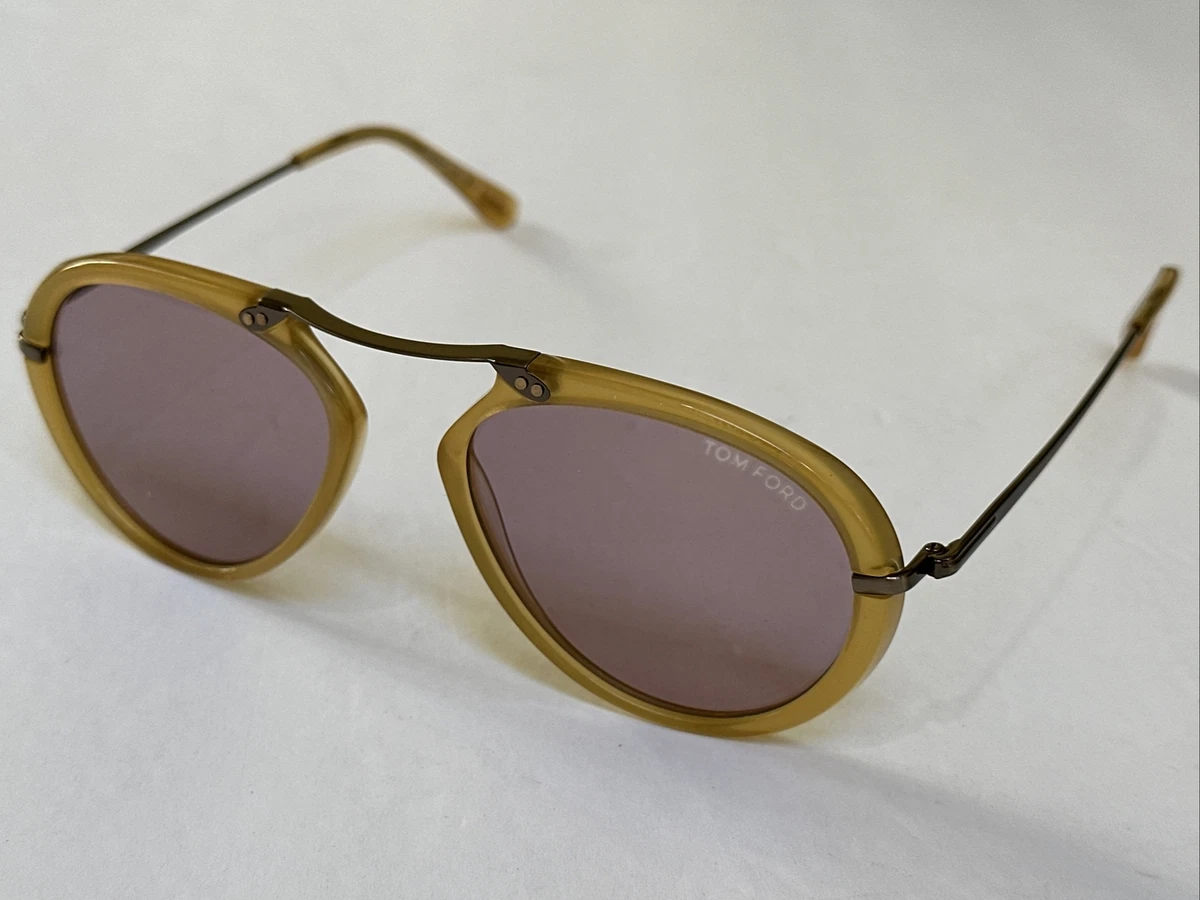 New Tom Ford Aaron Honey Yellow / Pink Sunglasses TF473 39Y Purple Lens