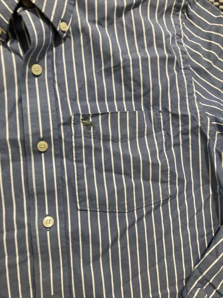 Camisa de vestir Abercrombie & Fitch gris musculoso a rayas para hombre talla mediana todo algodón Foto 4 de 4