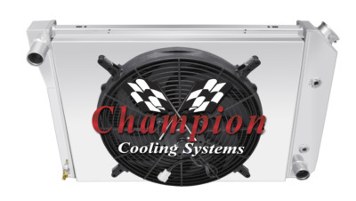 SR Champion 3 Row Radiator,16'' Fan,Shroud for 1973 1974 Chevrolet Nova V8 Engine