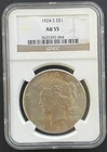 1924 S Peace Silver Dollar $1 NGC AU-55, Higher Grade San Francisco Mint