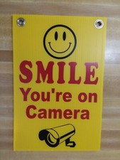 SMILE You're On Camera Sign 8"x12" Home Security Surveillance Camera Warning