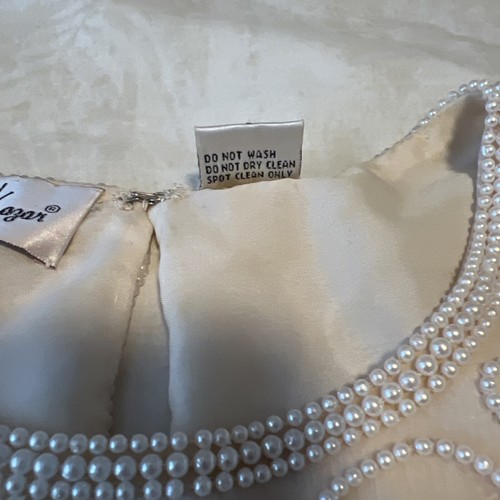 Vintage Lawrence Kazar Silk White Embellished Beaded Evening Blouse, Large - Picture 6 of 13