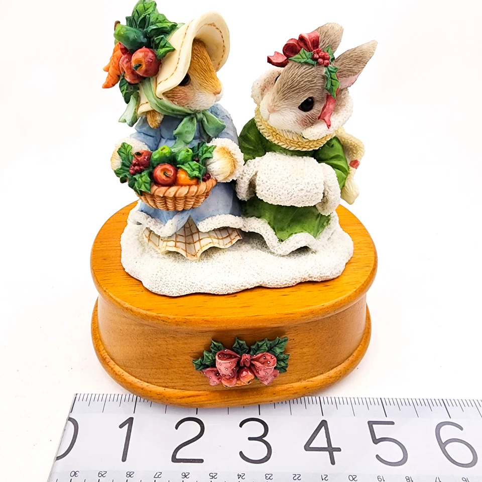 Caja de música Enesco Christmas My Blushing Bunnies God Rest Ye Merry Gentlemen 1996 Foto 3 de 4