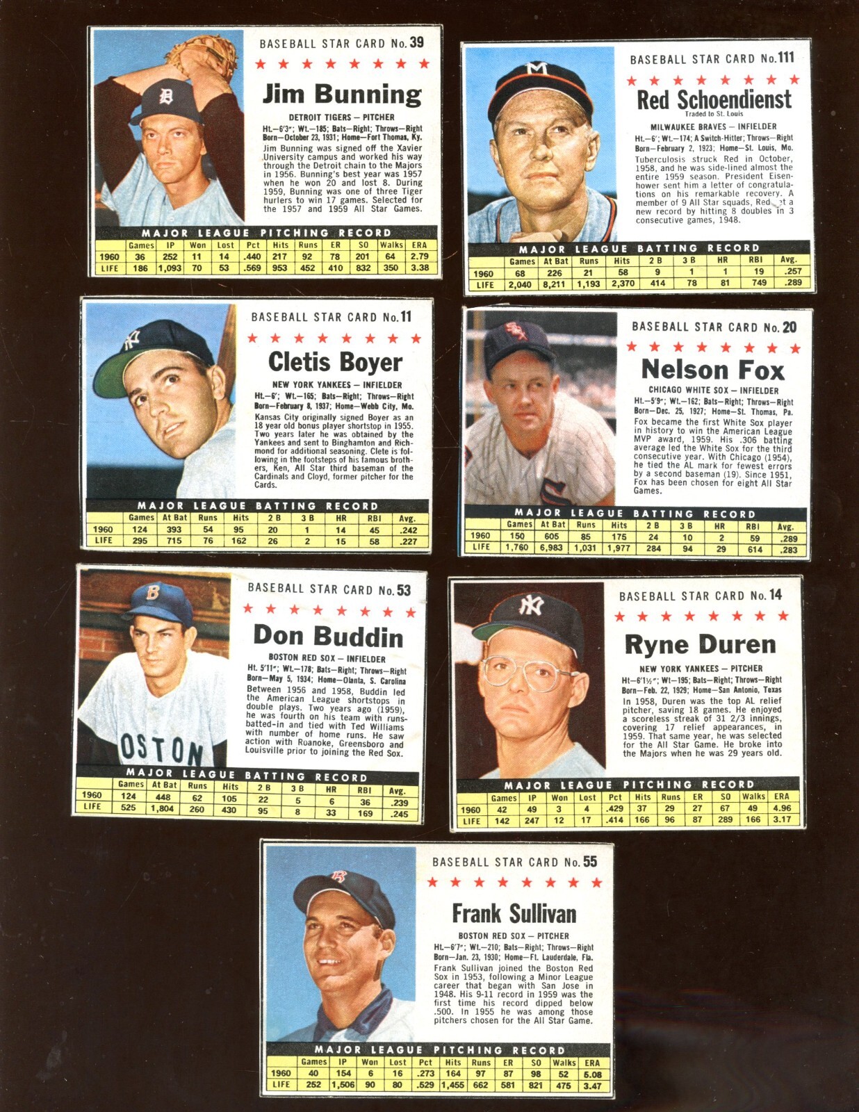 1961 Post Cereal Box Baseball Card Lot 14 Different EXMT/NRMT GREAT