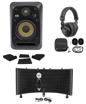 KRK V6S4-NA 6'' Powered Studio Monitor+Mic+Mount+Shield+Headphones+Pads