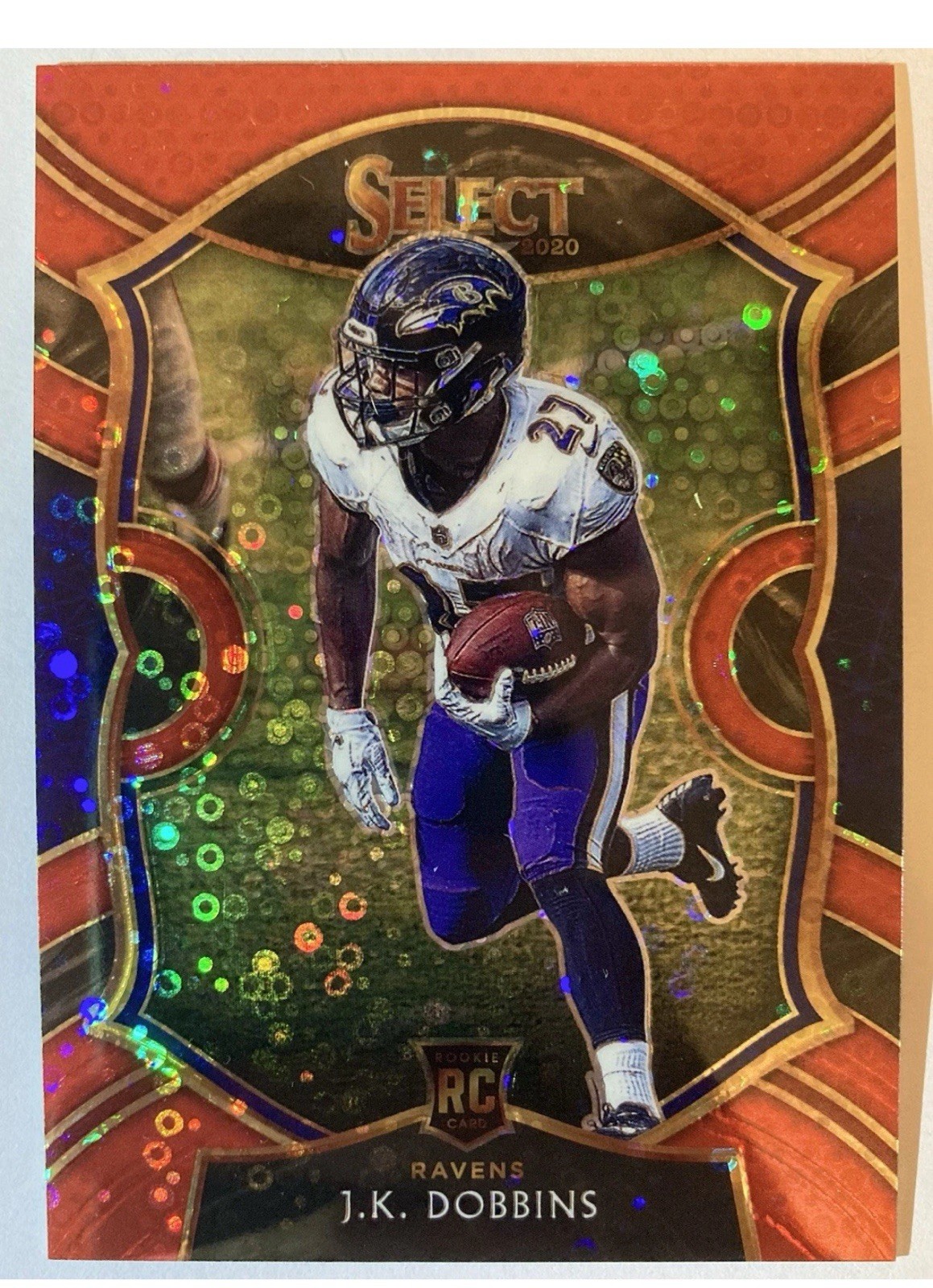2020 Panini Select - Concourse J.K. Dobbins #52 Red Disco Prizm /49 (RC)