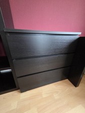 IKEA Malm Kommode 3 Schubladen Schwarz/Braun 80×78 Gebraucht